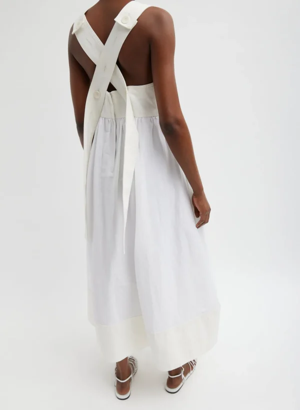 Tibi Linen Cotton Voile Sculpted Dress White Outlet