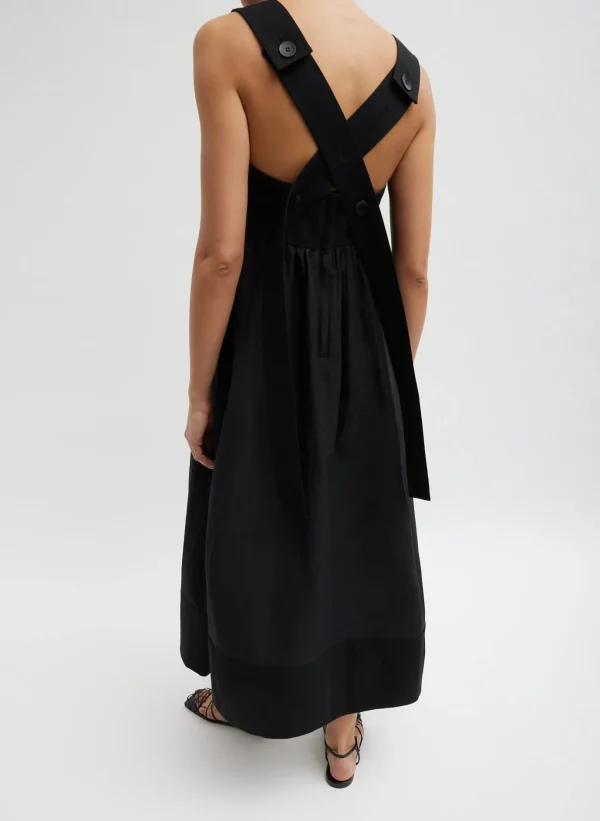 Tibi Linen Cotton Voile Sculpted Dress Black Cheap