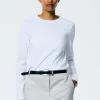 Tibi Long Sleeve Fitted T-Shirt White Cheap