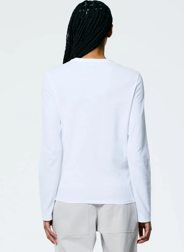 Tibi Long Sleeve Fitted T-Shirt White Cheap