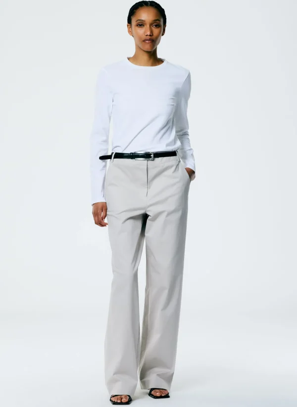 Tibi Long Sleeve Fitted T-Shirt White Cheap