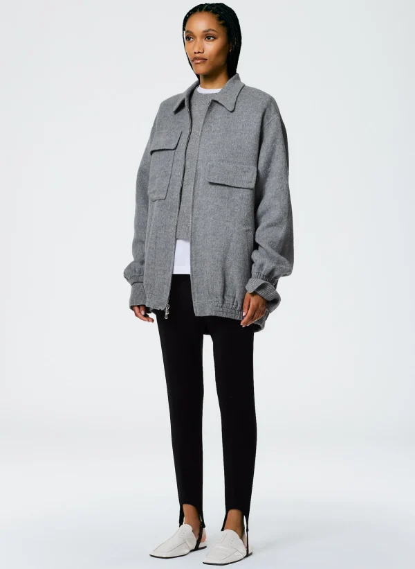 Tibi Luxe Wool Angora Oversized Bomber Medium Heather Grey Online