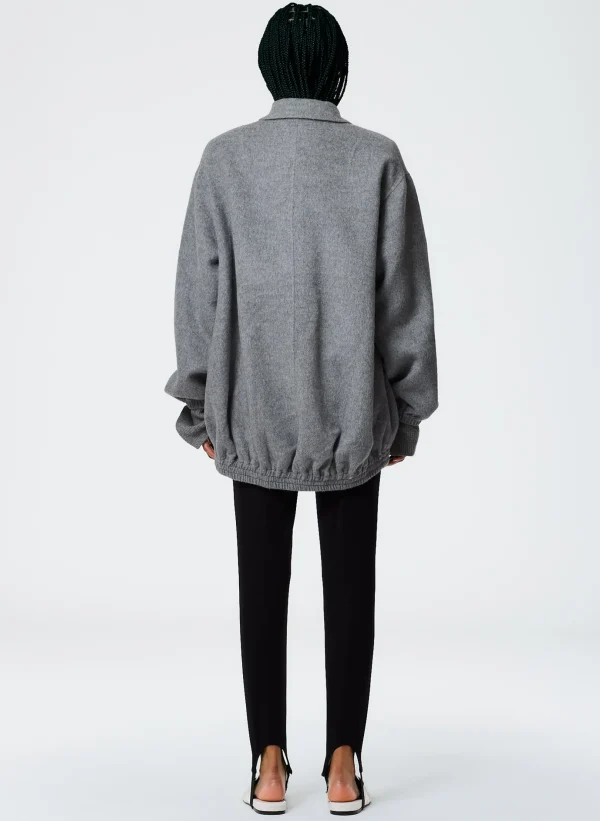 Tibi Luxe Wool Angora Oversized Bomber Medium Heather Grey Online