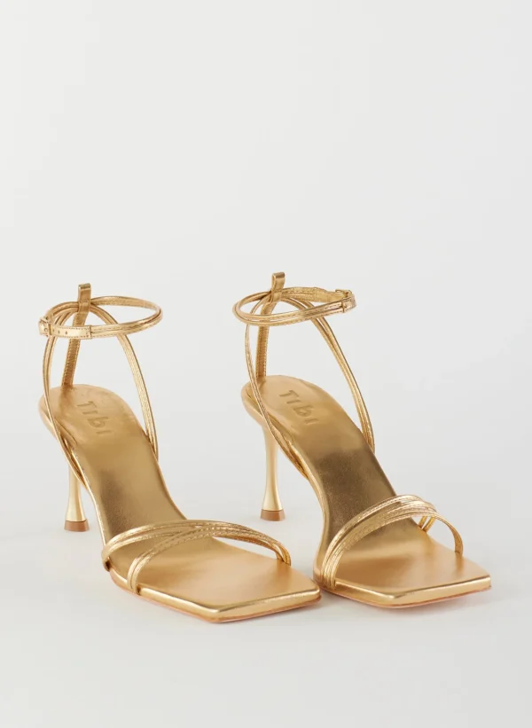 Tibi Metallic Nappa Guy Sandal Gold Sale