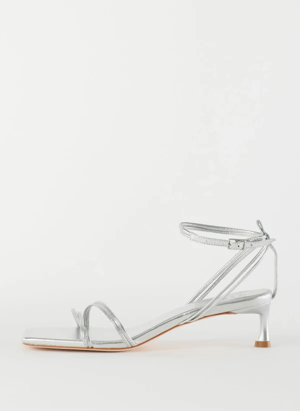 Tibi Metallic Nappa Harper Sandal Silver Flash Sale