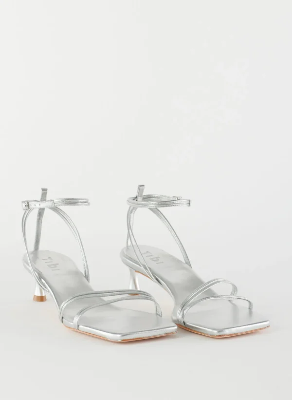 Tibi Metallic Nappa Harper Sandal Silver Flash Sale