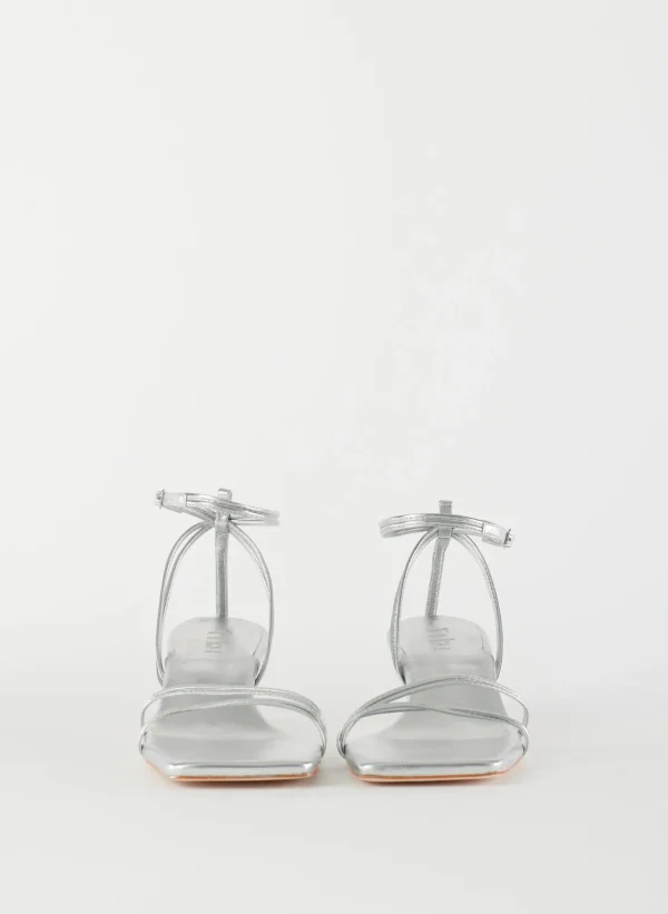 Tibi Metallic Nappa Harper Sandal Silver Flash Sale