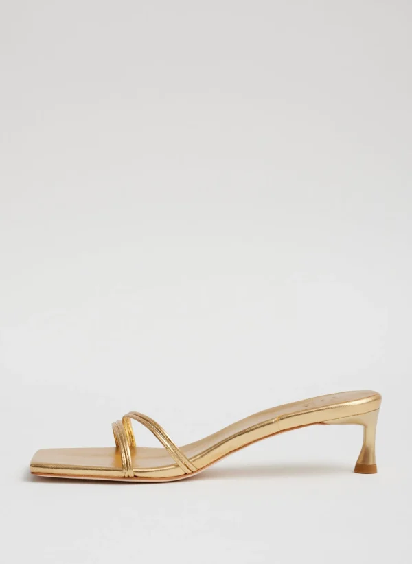 Tibi Metallic Nappa Jim Sandal Gold Best
