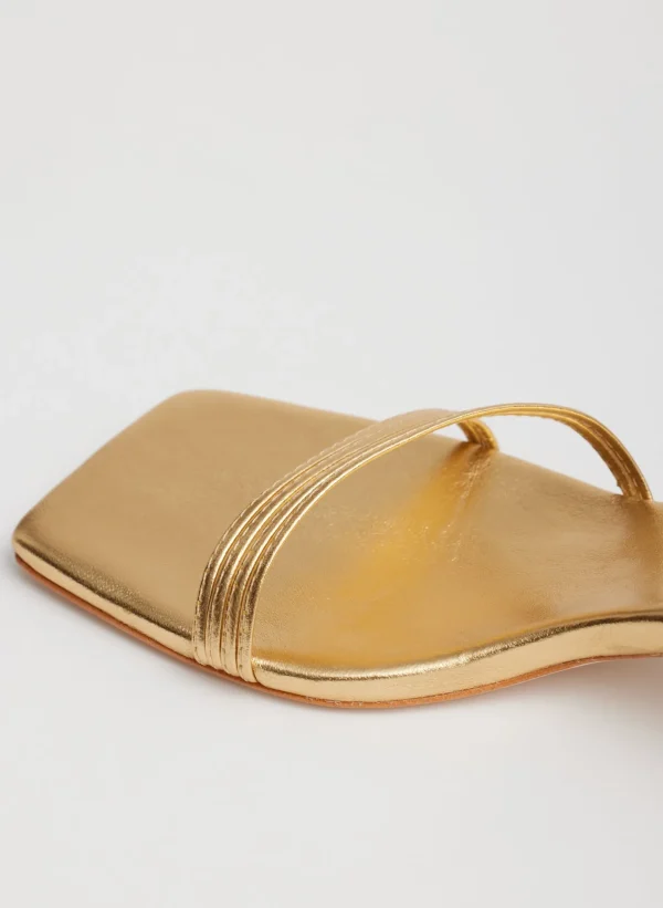 Tibi Metallic Nappa Jim Sandal Gold Best