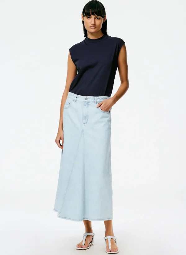 Tibi Mock Neck Sleeveless T-Shirt Navy Best
