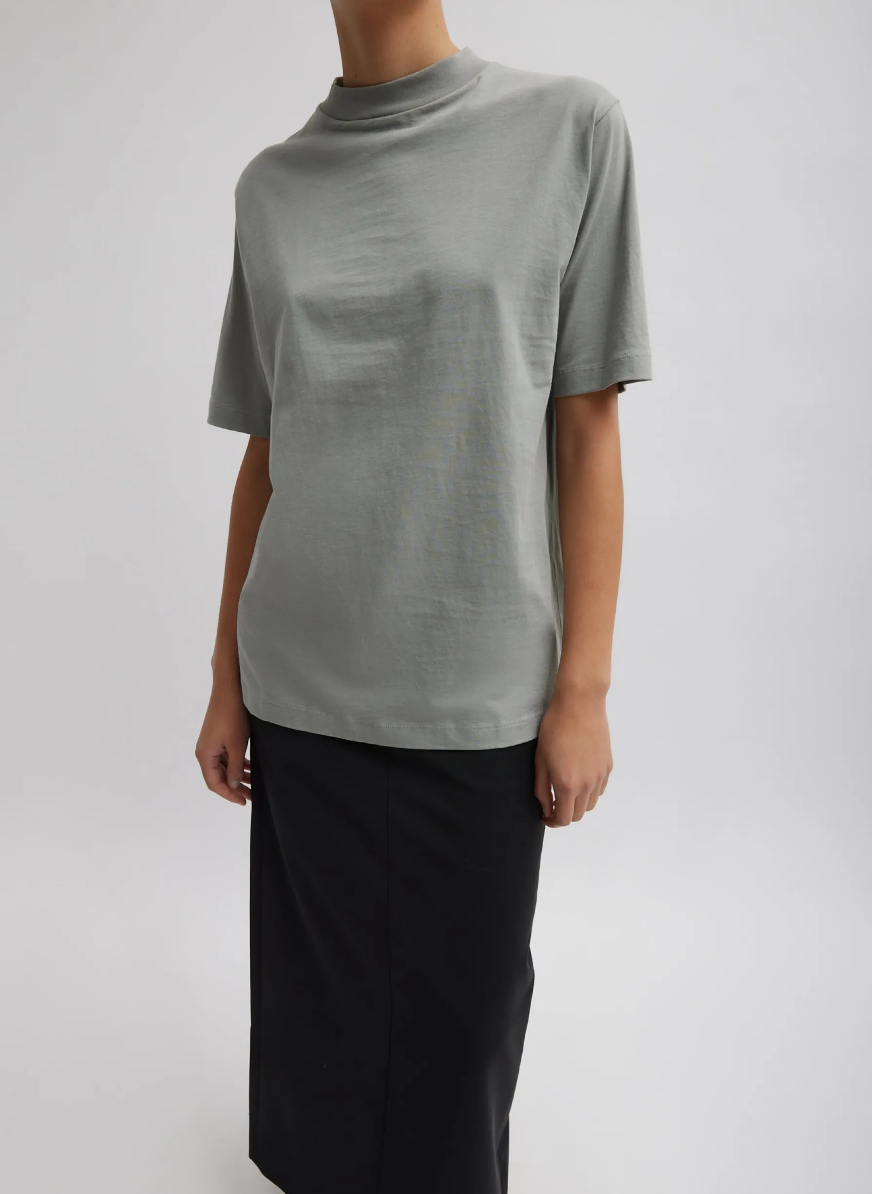 mock_neck_unisex_tshirt_2.webp Tibi Mock Neck Unisex T-Shirt Pumice Grey Outlet