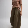 Tibi Nylon Asymmetrical Balloon Skirt Dark Taupe Outlet