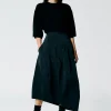 Tibi Nylon Asymmetrical Balloon Skirt Navy Clearance