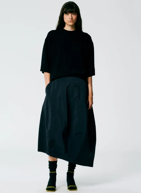 Tibi Nylon Asymmetrical Balloon Skirt Navy Clearance