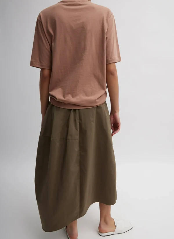 Tibi Nylon Asymmetrical Balloon Skirt Dark Taupe Outlet