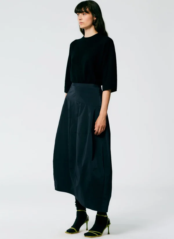 Tibi Nylon Asymmetrical Balloon Skirt Navy Clearance