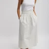 Tibi Nylon Pull On Full Skirt White Discount