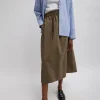 Tibi Nylon Pull On Full Skirt Dark Taupe Cheap