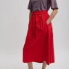 Tibi Nylon Pull On Full Skirt Red Store