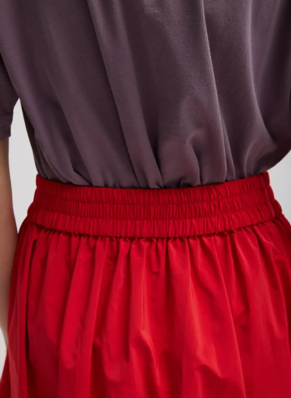 Tibi Nylon Pull On Full Skirt Red Store