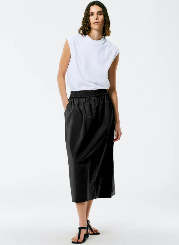 Tibi Nylon Pull On Full Skirt Black Outlet