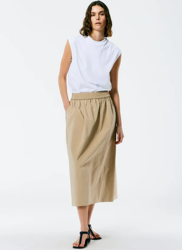 Tibi Nylon Pull On Full Skirt Tan Online