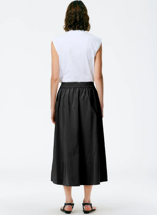 Tibi Nylon Pull On Full Skirt Black Outlet