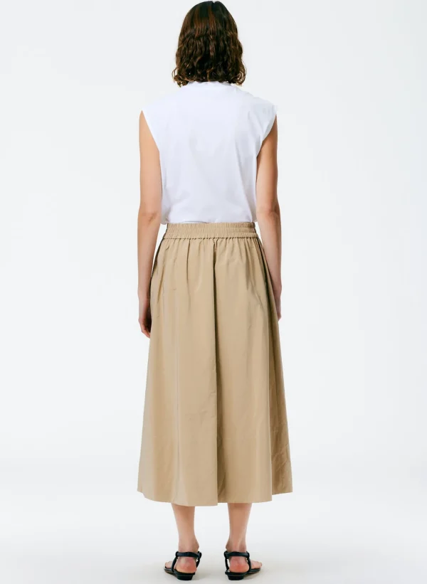 Tibi Nylon Pull On Full Skirt Tan Online