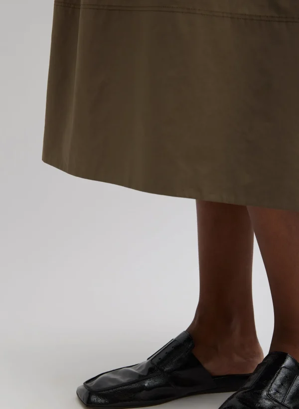 Tibi Nylon Pull On Full Skirt Dark Taupe Cheap