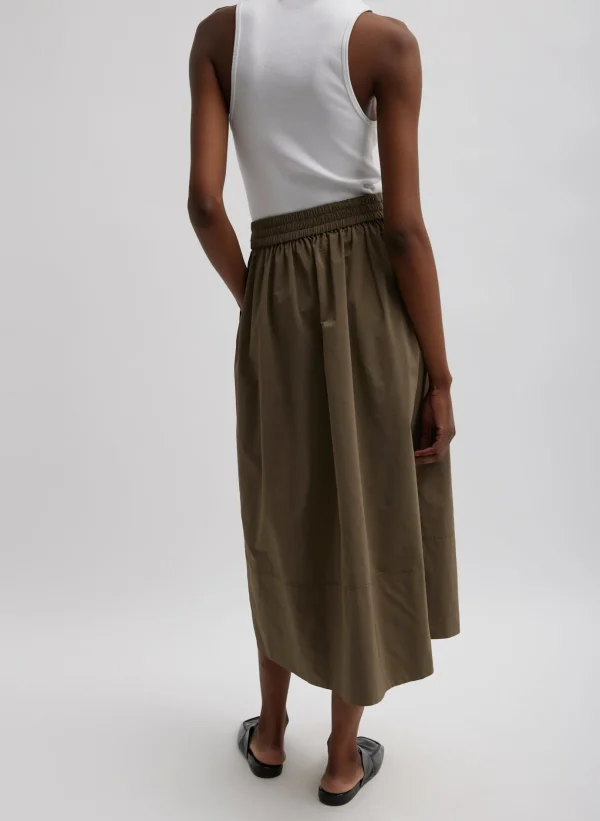 Tibi Nylon Pull On Full Skirt Dark Taupe Cheap