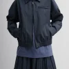 Tibi Oliver Cotton Stretch Tricotine Bomber Slate Blue Sale
