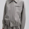Tibi Oliver Cotton Stretch Tricotine Bomber Grey Moon Hot