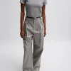 Tibi Oliver Cotton Stretch Tricotine Stella Pant Grey Moon Flash Sale
