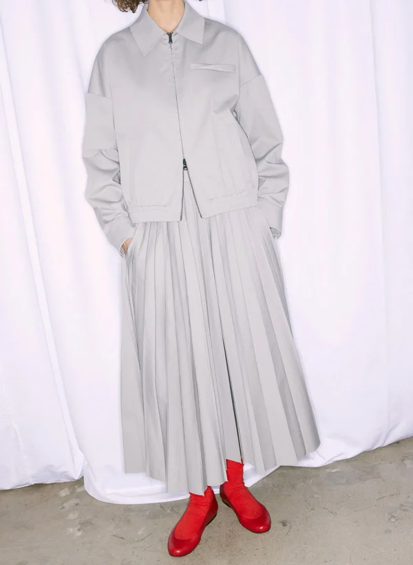 Tibi Oliver Cotton Stretch Tricotine Bomber Grey Moon Hot
