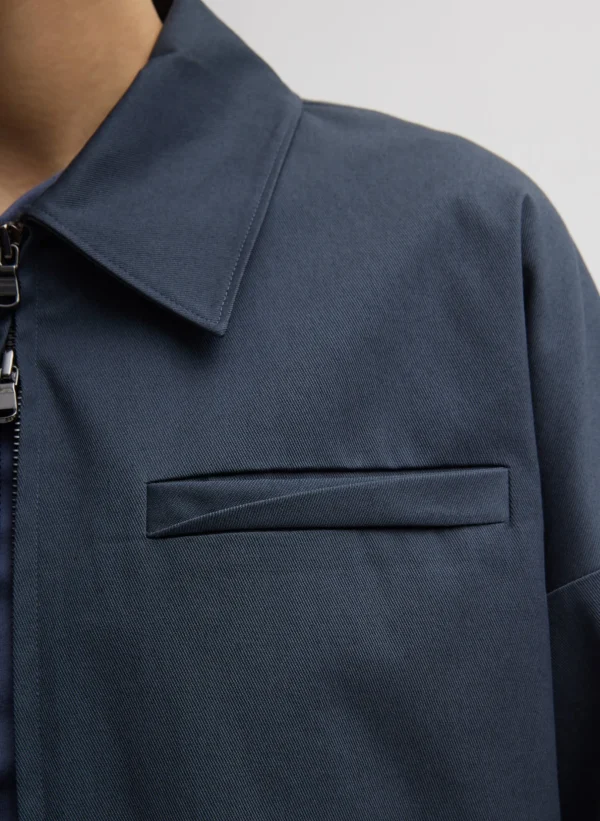 Tibi Oliver Cotton Stretch Tricotine Bomber Slate Blue Sale