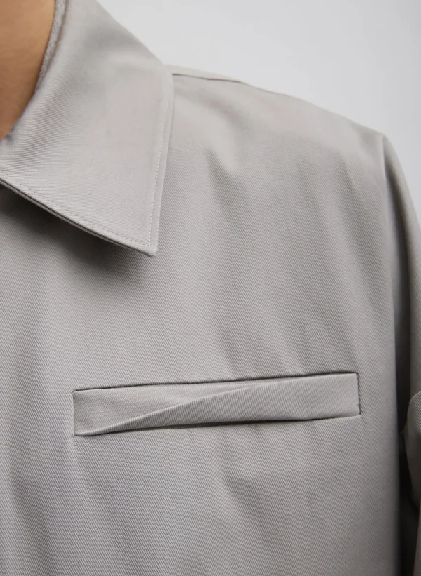 Tibi Oliver Cotton Stretch Tricotine Bomber Grey Moon Hot
