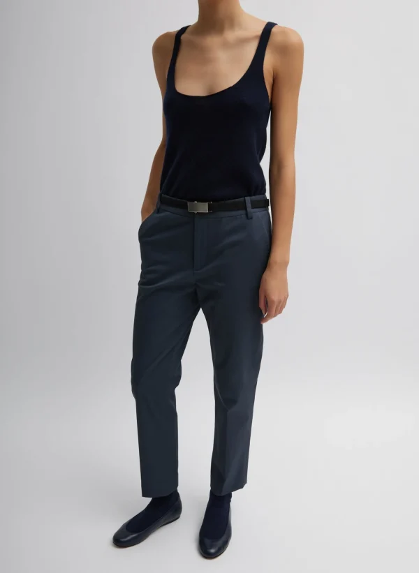 Tibi Oliver Cotton Stretch Tricotine Lennon Ankle Pant Slate Blue Best Sale