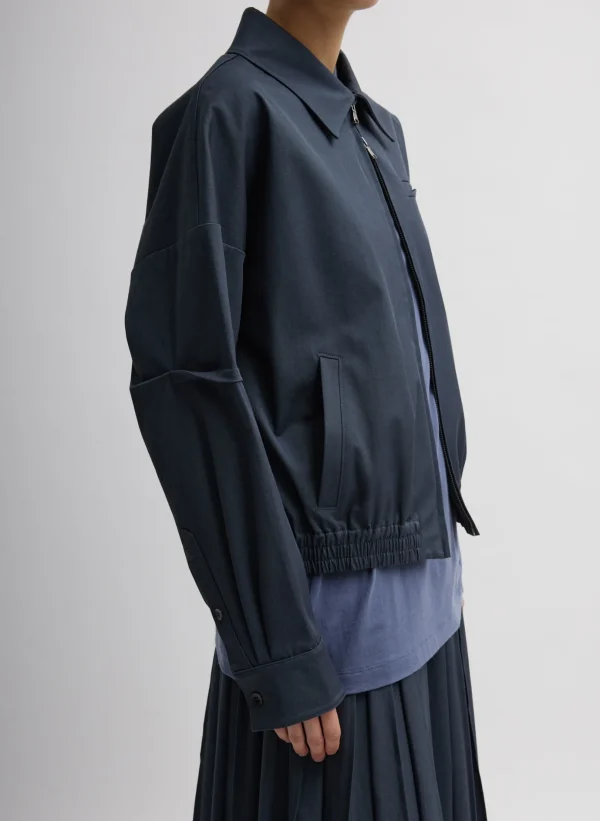Tibi Oliver Cotton Stretch Tricotine Bomber Slate Blue Sale