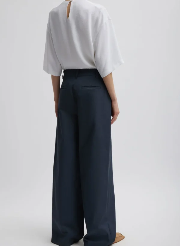Tibi Oliver Cotton Stretch Tricotine Stella Pant Slate Blue Sale