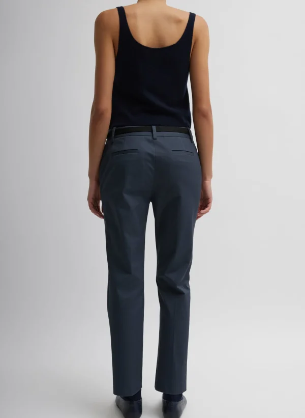 Tibi Oliver Cotton Stretch Tricotine Lennon Ankle Pant Slate Blue Best Sale