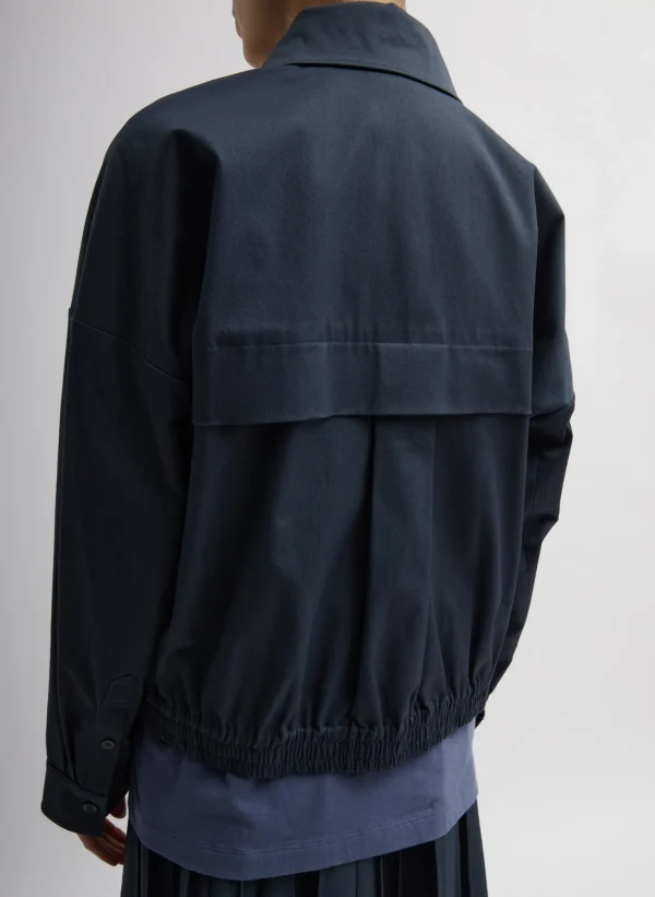 Tibi Oliver Cotton Stretch Tricotine Bomber Slate Blue Sale