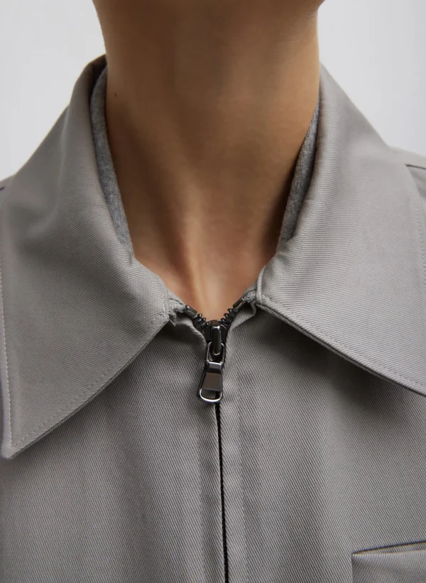 Tibi Oliver Cotton Stretch Tricotine Bomber Grey Moon Hot