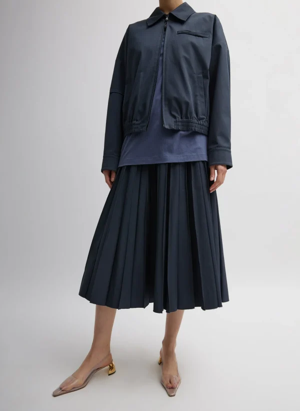 Tibi Oliver Cotton Stretch Tricotine Bomber Slate Blue Sale