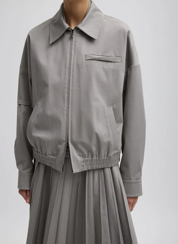 Tibi Oliver Cotton Stretch Tricotine Bomber Grey Moon Hot