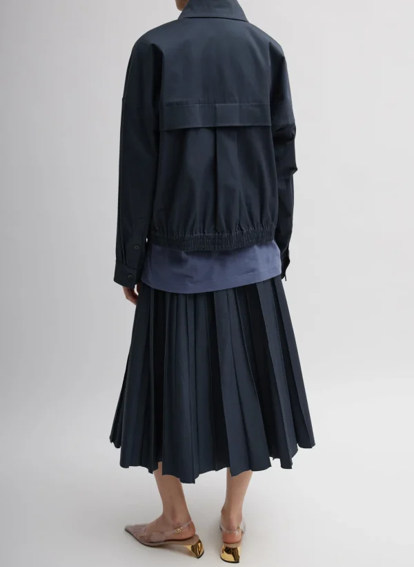 Tibi Oliver Cotton Stretch Tricotine Bomber Slate Blue Sale