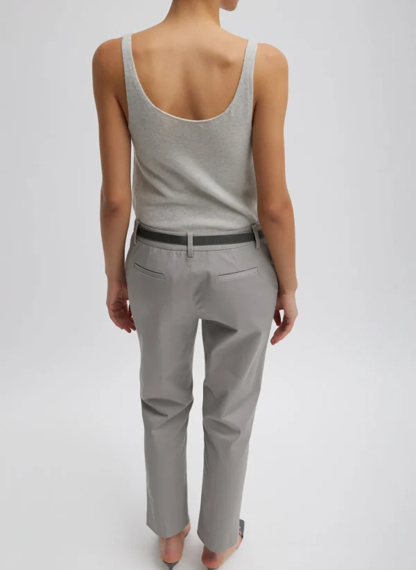 Tibi Oliver Cotton Stretch Tricotine Lennon Ankle Pant Grey Moon New