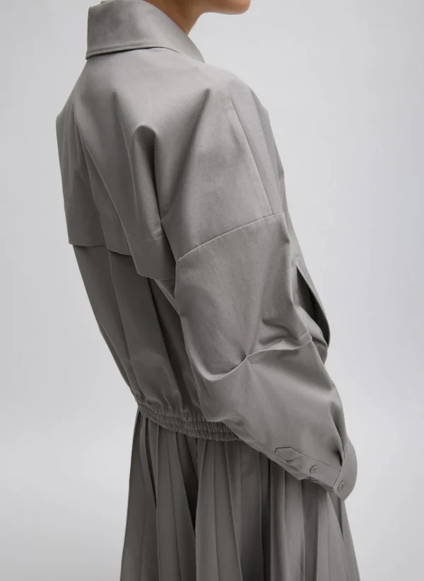 Tibi Oliver Cotton Stretch Tricotine Bomber Grey Moon Hot