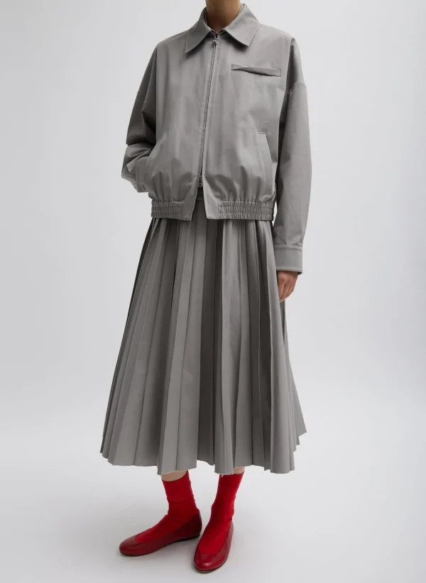 Tibi Oliver Cotton Stretch Tricotine Bomber Grey Moon Hot