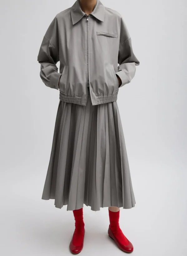Tibi Oliver Cotton Stretch Tricotine Bomber Grey Moon Hot
