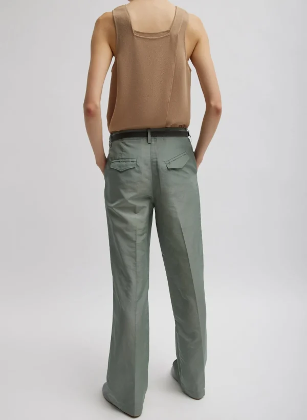 Tibi Pebble Sable Square Neck Cross Back Tank Granola Discount